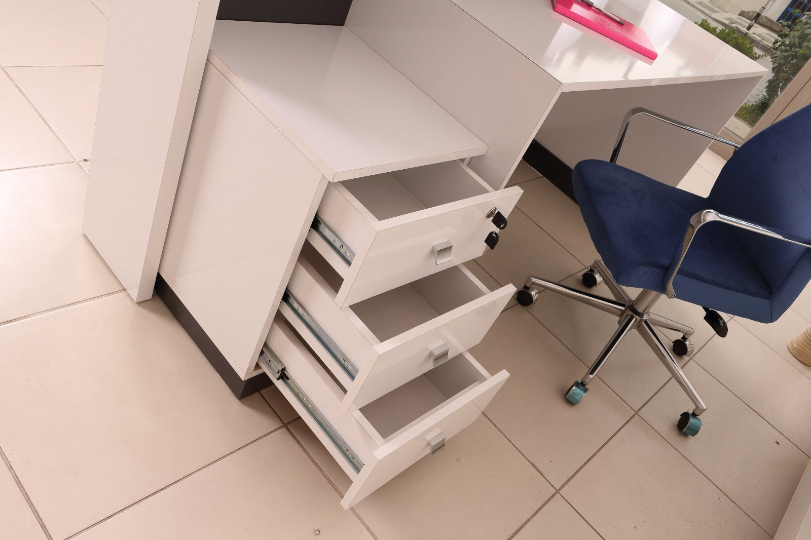 Istanbul Office Cash Desk Counter Reception Table White Anthracite