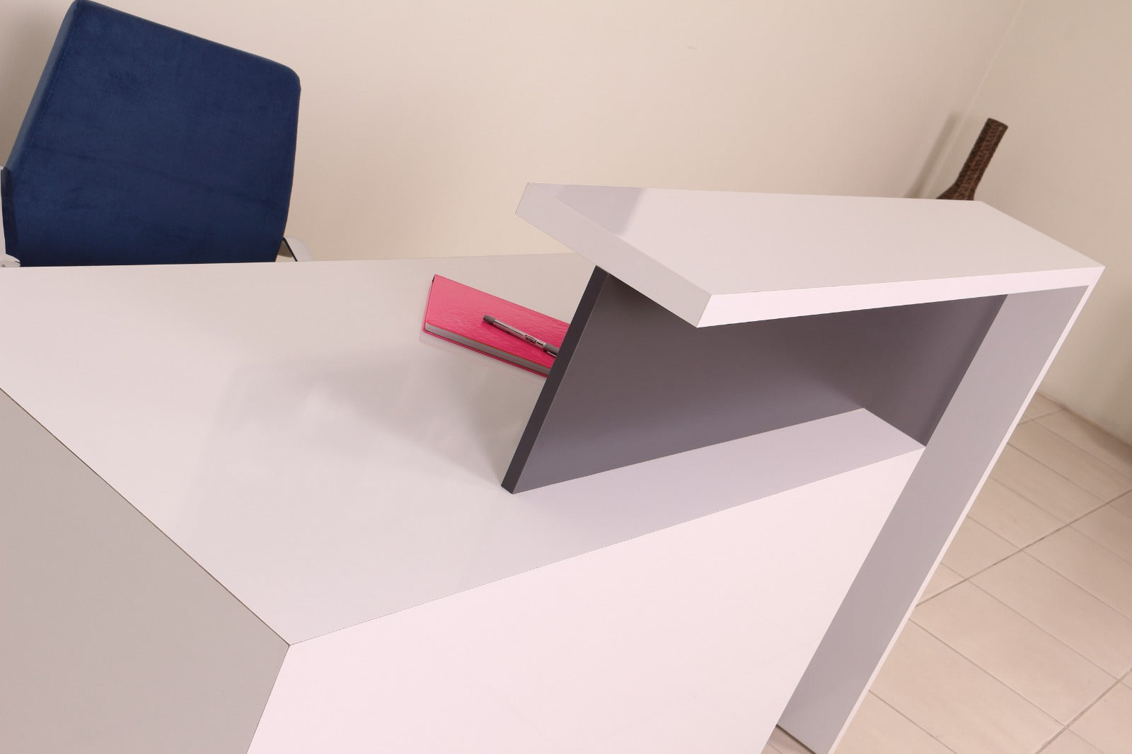 Istanbul Office Cash Desk Counter Reception Table White Anthracite