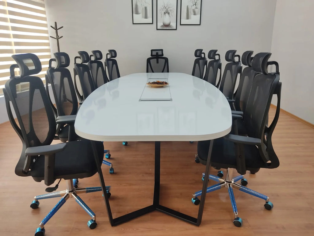 Büyük Oval Toplantı Masası Beyaz ISTANBUL