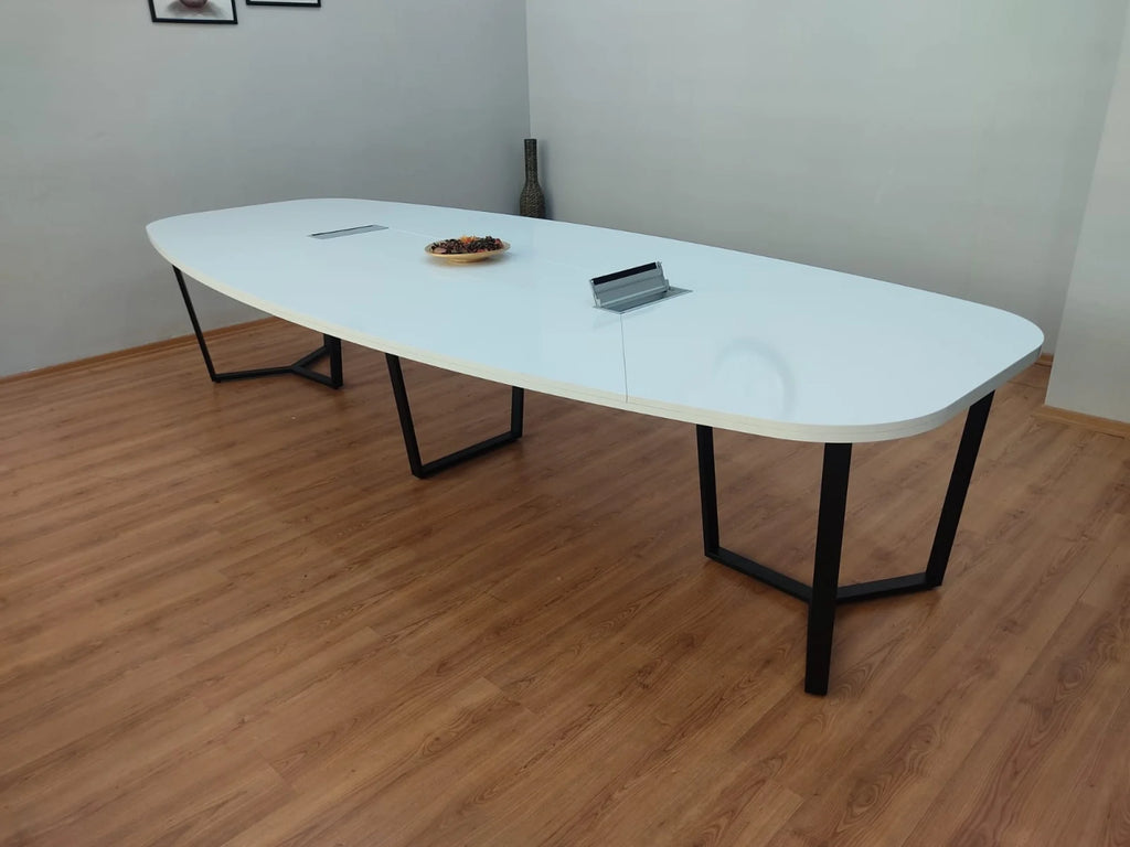 Büyük Oval Toplantı Masası Beyaz ISTANBUL