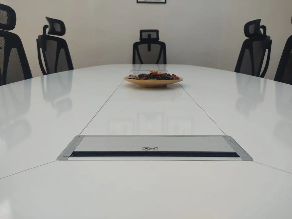 Büyük Oval Toplantı Masası Beyaz ISTANBUL