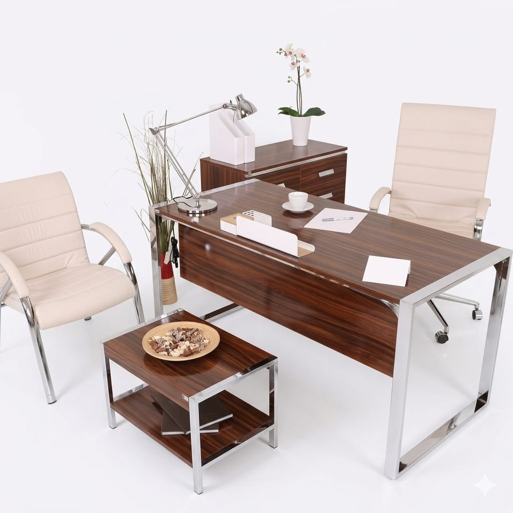 Istanbul Office Staff Desk Set Valante Walnut MDF