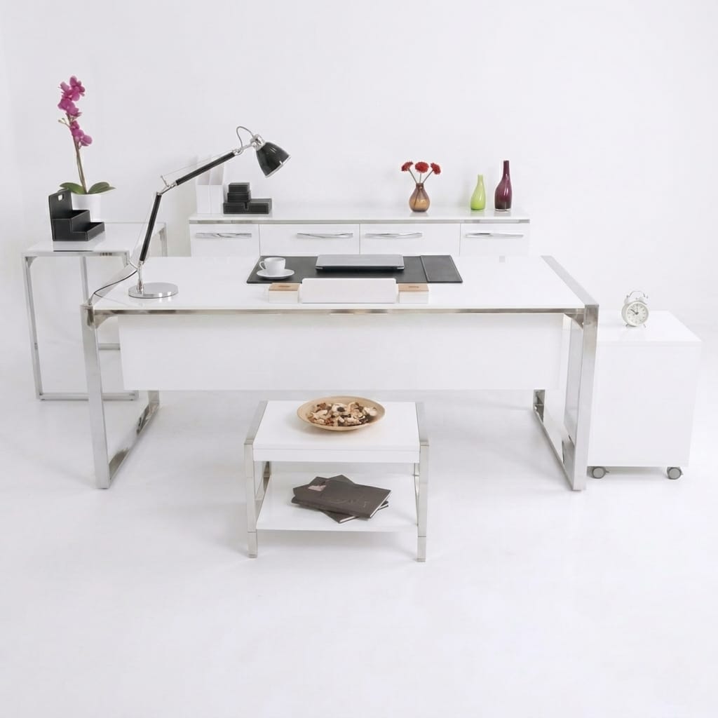 Istanbul Office Desk Apple Executive Set Glossy White