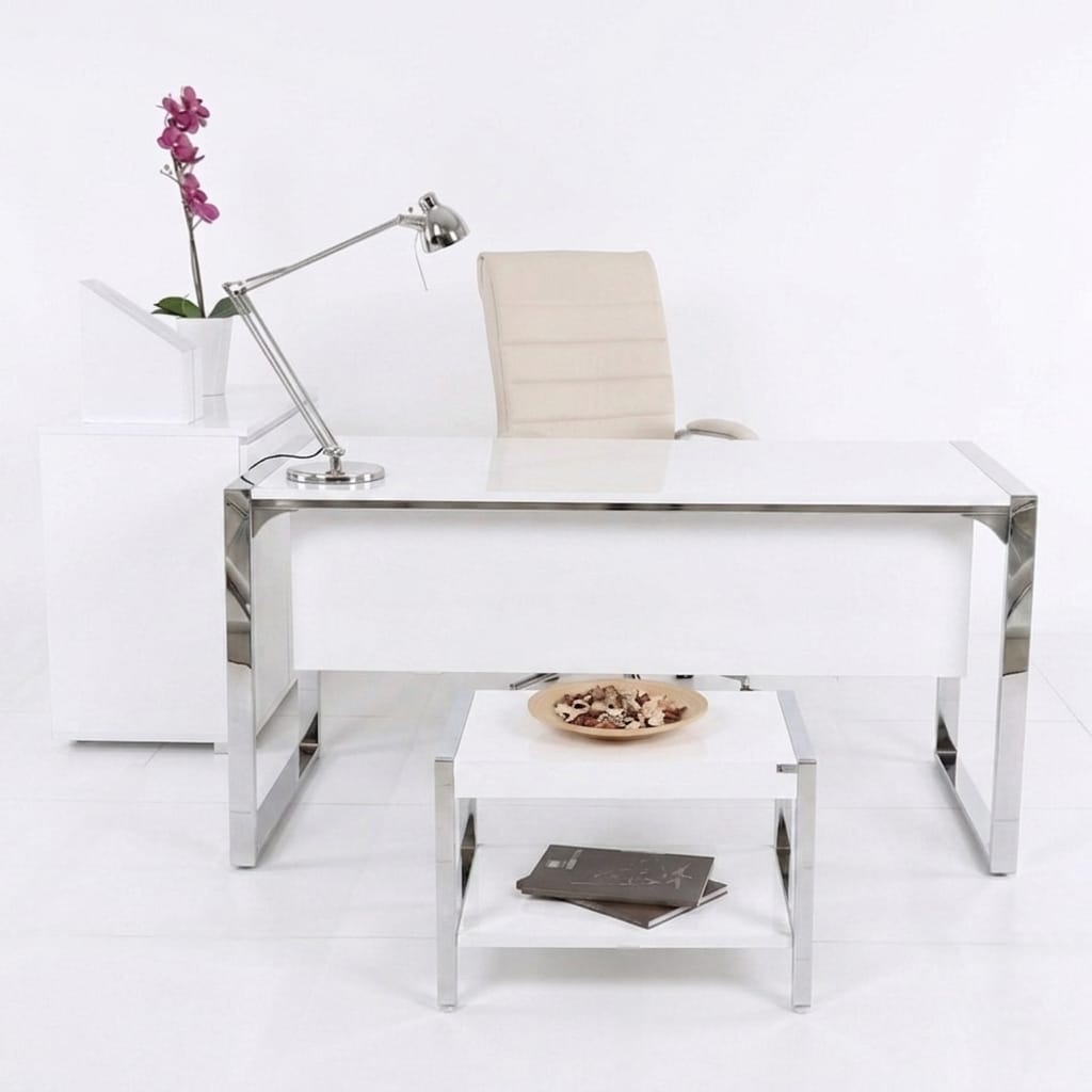 Valante Personnel Office Furniture Set, High Gloss White MDF